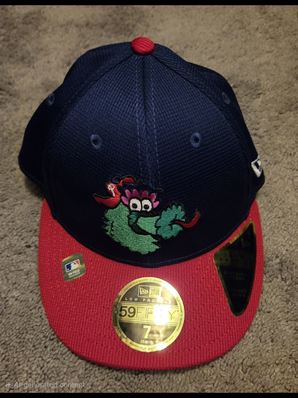 New Era 59FIFTY Fitted Cap - Navy & Red with Green Mascot